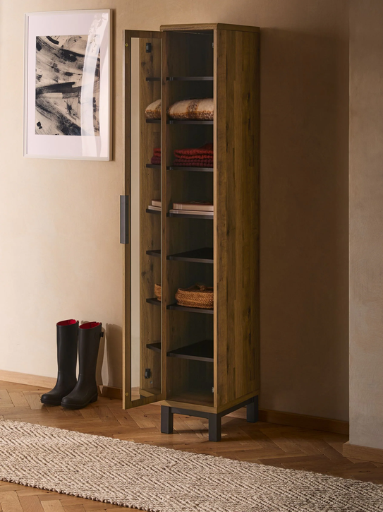 Dark Natural Bronx Tall Hallway Storage Cabinet